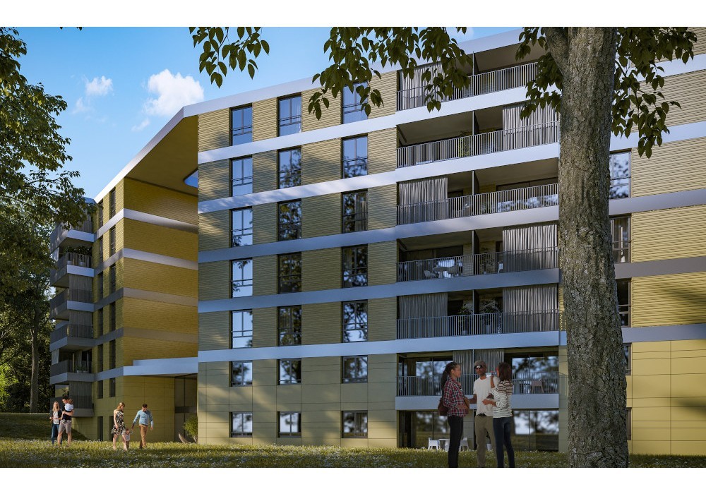 Rendu 3D - Façade Nord-Est de l'immeuble D2